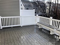 <b>TimberTech Terrain Silver Maple with White Washington Vinyl Railing with matching benches in Gambrills MD</b>
